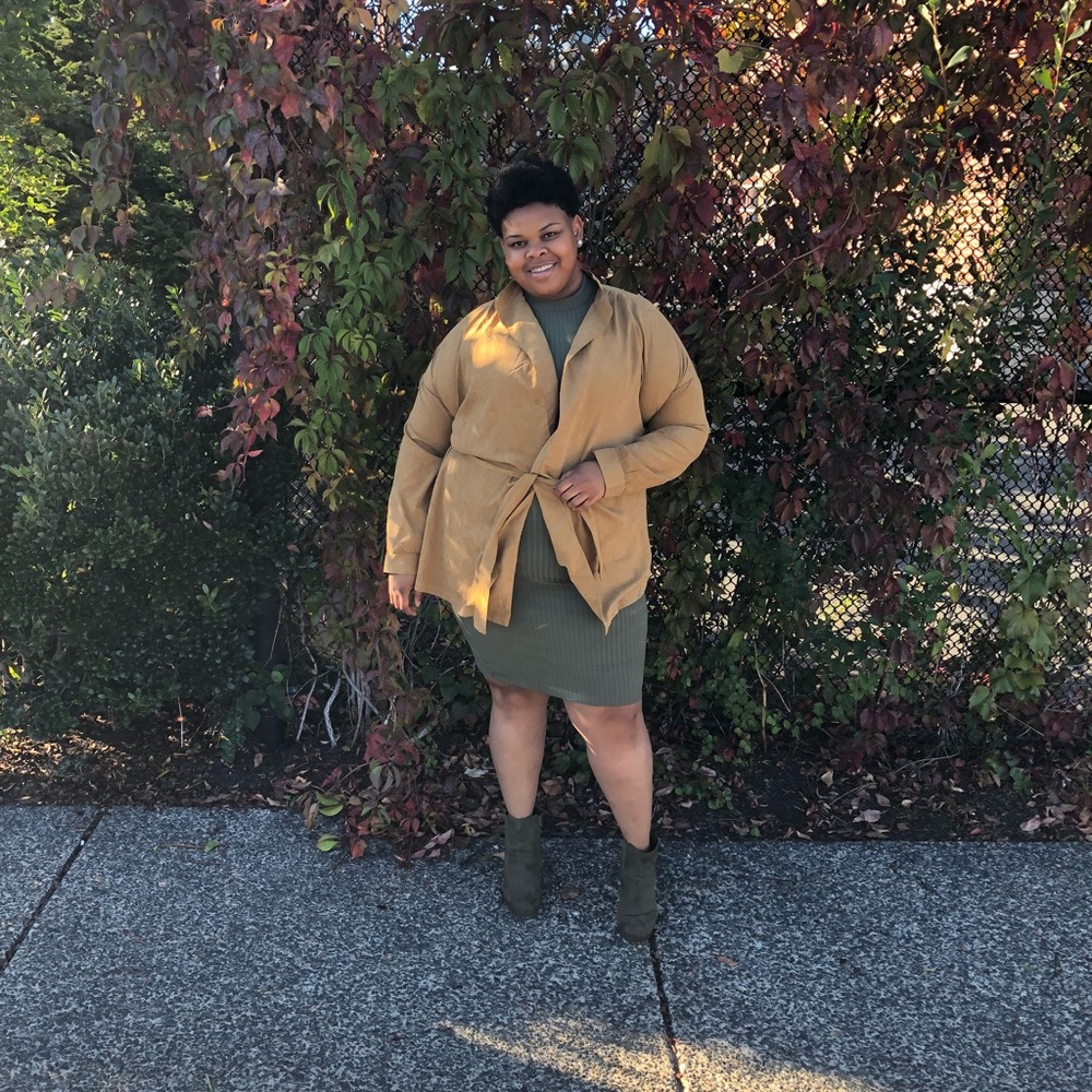 Plus Drop Shoulder Belted Coat